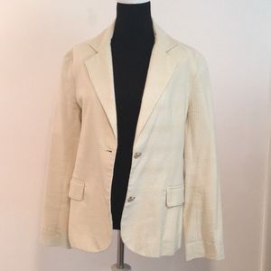 ✅ SOLD Cream Seer Sucker Ladies 6/8 Blazer Great Buttons!